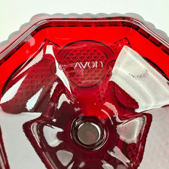 Vintage Avon Cape Cod Collection Ruby Pillar Candle Holders/Pedestal Candy Dish - Picture 3 of 5